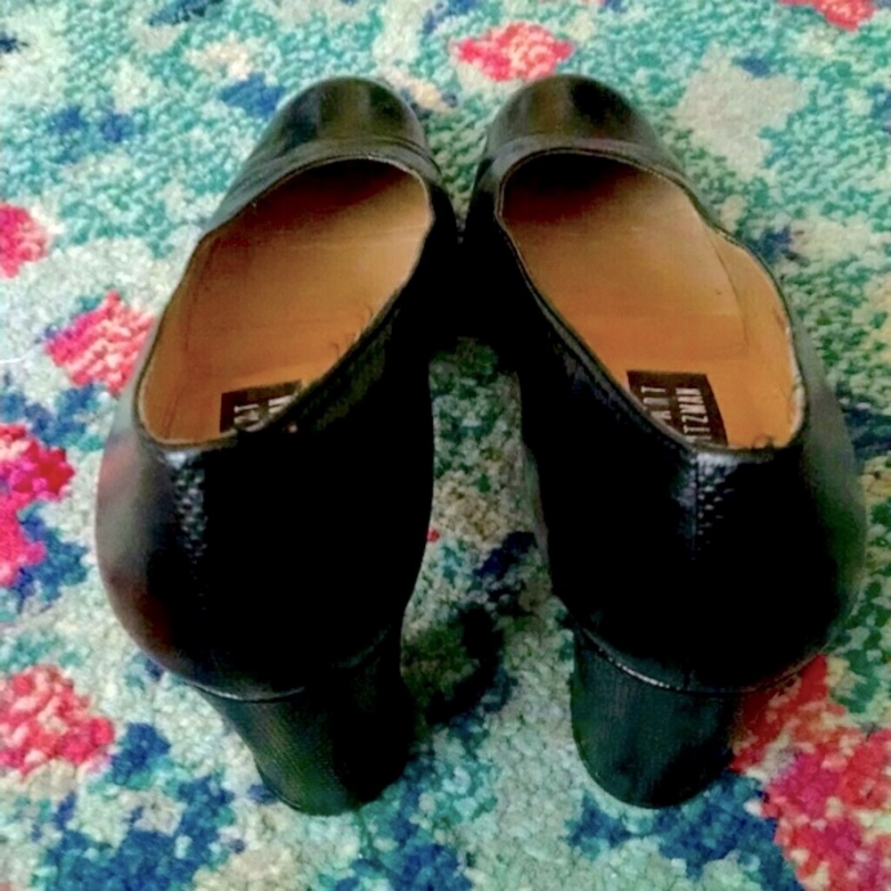 Stuart Weitzman Black Leather Block Heels - image 4